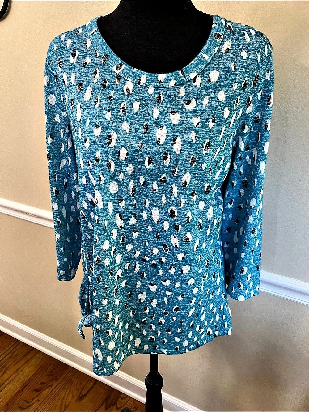 Bobéau Animal Print Side-Tie Tunic Blue XL